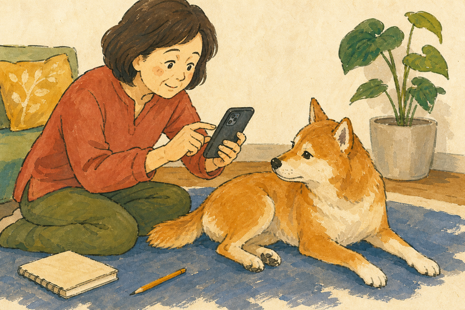 犬を無理に押さえず皮膚の様子を撮影して記録する飼い主