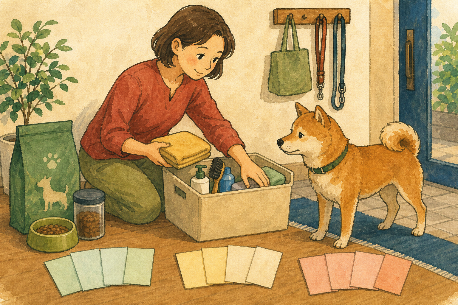 犬用品の在庫と支出の記録を分けて整理する実践場面