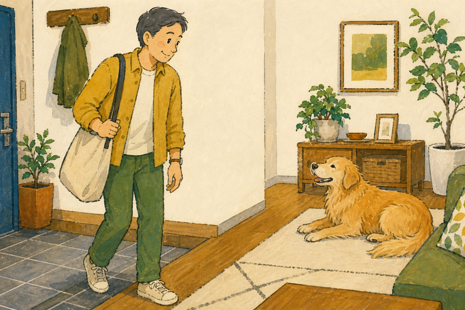 帰宅後に犬の様子をひと呼吸おいて見る飼い主